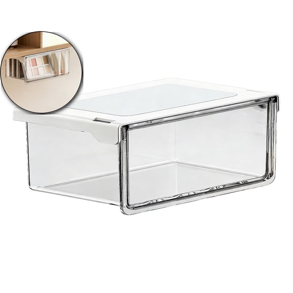 Small Clear Stackable Storage Drawers – 33° Angled Plastic Makeup Organizer for Vanity, Kitchen Cabinets | Multi-Purpose Plastic Storage Bins & Drawer Organizer Bins