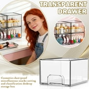Small Clear Stackable Storage Drawers,Acrylic Bathroom Makeup Organizer,Plastic Storage Bins For Vanity, Undersink, Kitchen Cabinets, Pantry