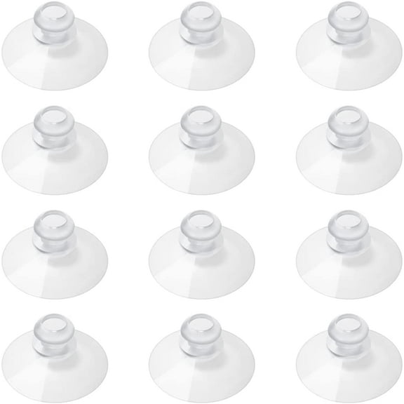 Small Clear Suction Cups for Glass, 1.2 Inch, Set of 12, Strong Sucker Pads for Organization and Decoration