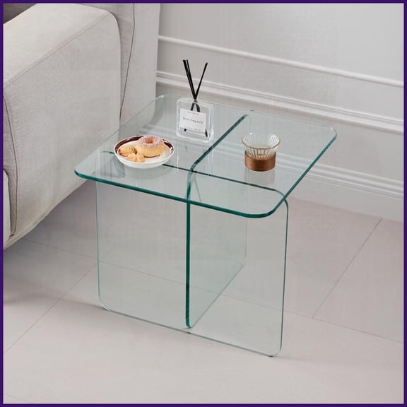 Small Clear Tempered Glass Coffee Table - Easy-Clean, Multi-Purpose for Living Room & Outdoor