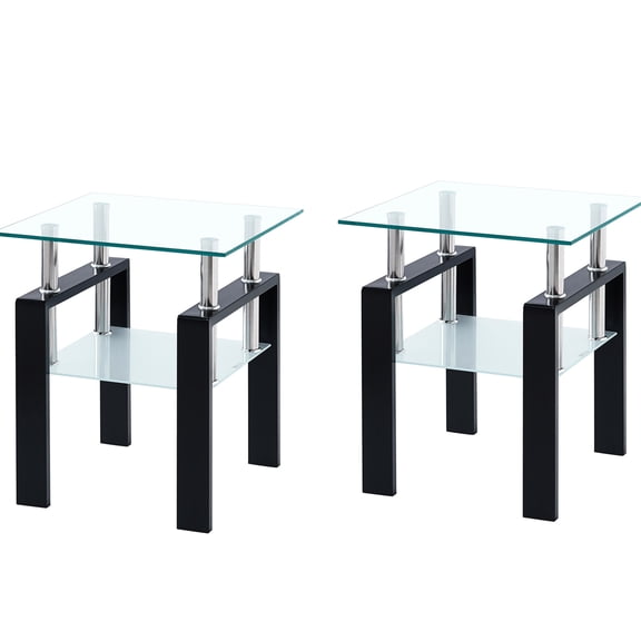 Small Clear Tempered Glass Table / Smooth Surface for Easy Cleaning