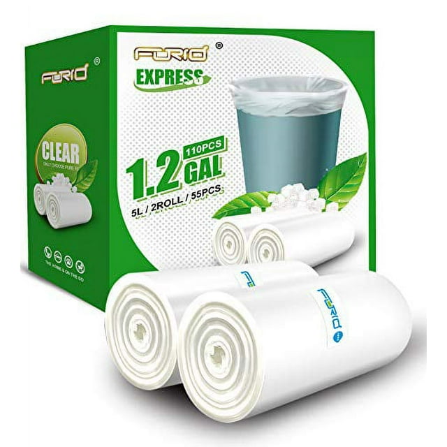 Small Clear Trash Bags FORID 1.2 Gallon Tiny Garbage Bags 110 Count