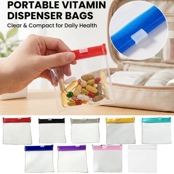 Small Clear Zipper Pouches, Small Ziplock Bags for Pills, Packing Essentials for Travel, Reusable Plastic Zipper Pouches, Gray Slider Seal Transparent Portable Pill and Vitamin