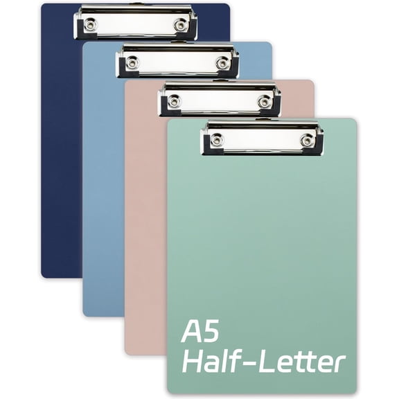 Small Clipboards 6" X 9" Mini Clipboards 4-Pack Portable A5 Size Half Letter Menu Pads Receipt Clips for School Office Restaurant Cafe Hotel