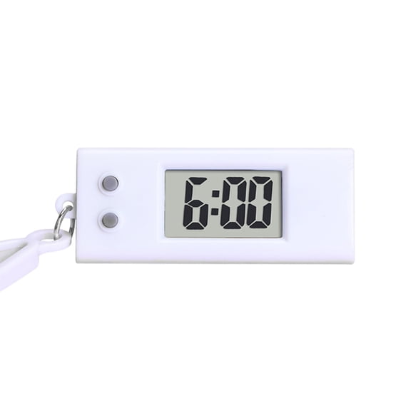 Small Clock Digital, Keychain Display, 2.2X1 in Plastic Housing, Silent Alarm Clock, Time Tracking, Outdoor Travel, White Casing, 1 Pc