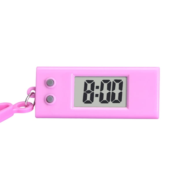 Small Clock Digital, Mini Digital Clock, Keychain Display, 2.4X1 in Pink Enclosure, Silent Alarm Clock, Portable Time Checking, Pocket Fit, Travel Ready, 1 Pc