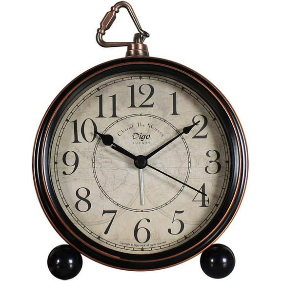 Small Clocks Analog for Desk,Silent Battery Operated Tabletop Table Decorative Clock Non Ticking 5.5 inch(Bronze)