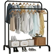 Small Clothes Rack, Double Rod Clothes Rails for Bedroom ,Black