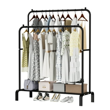 Small Clothes Rack, Double Rod Clothes Rails for Bedroom ,Black