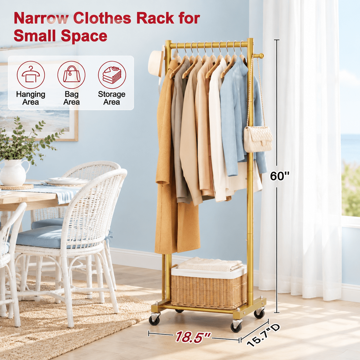 Small Clothes Racks For Hanging Rolling Clothing Rack With Shelves 60 ...