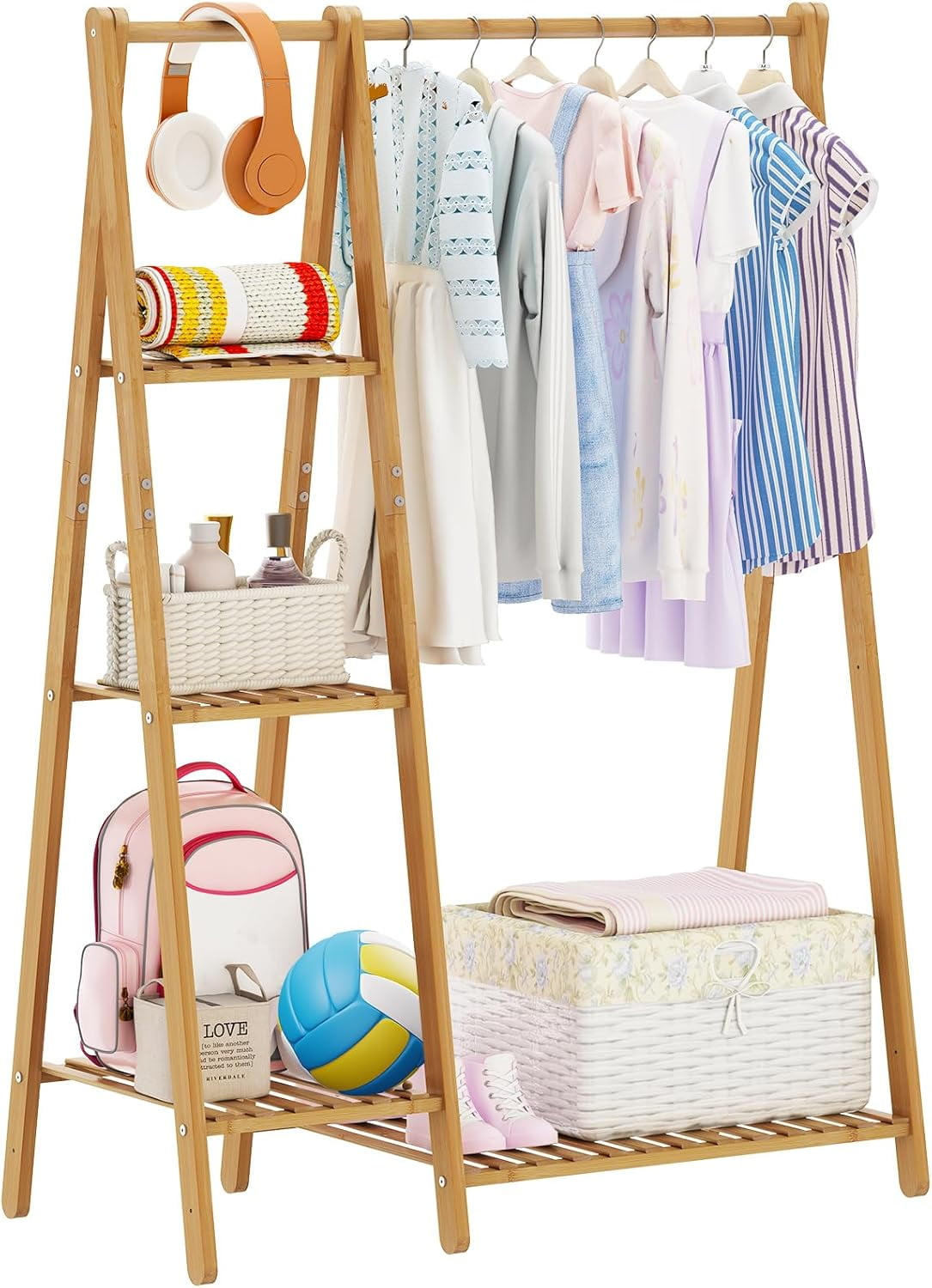 Small Clothes Racks,Kids Clothes Hanging Rack, Bamboo Wood Clothing ...
