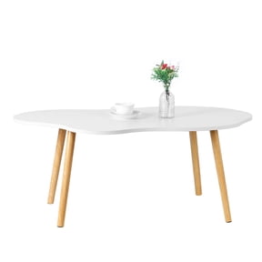 Seipola Small Cloud Coffee Table, Mid Century White Modern Coffee Table for Living Room Center Minimalist Display Coffee Table Tea Table White