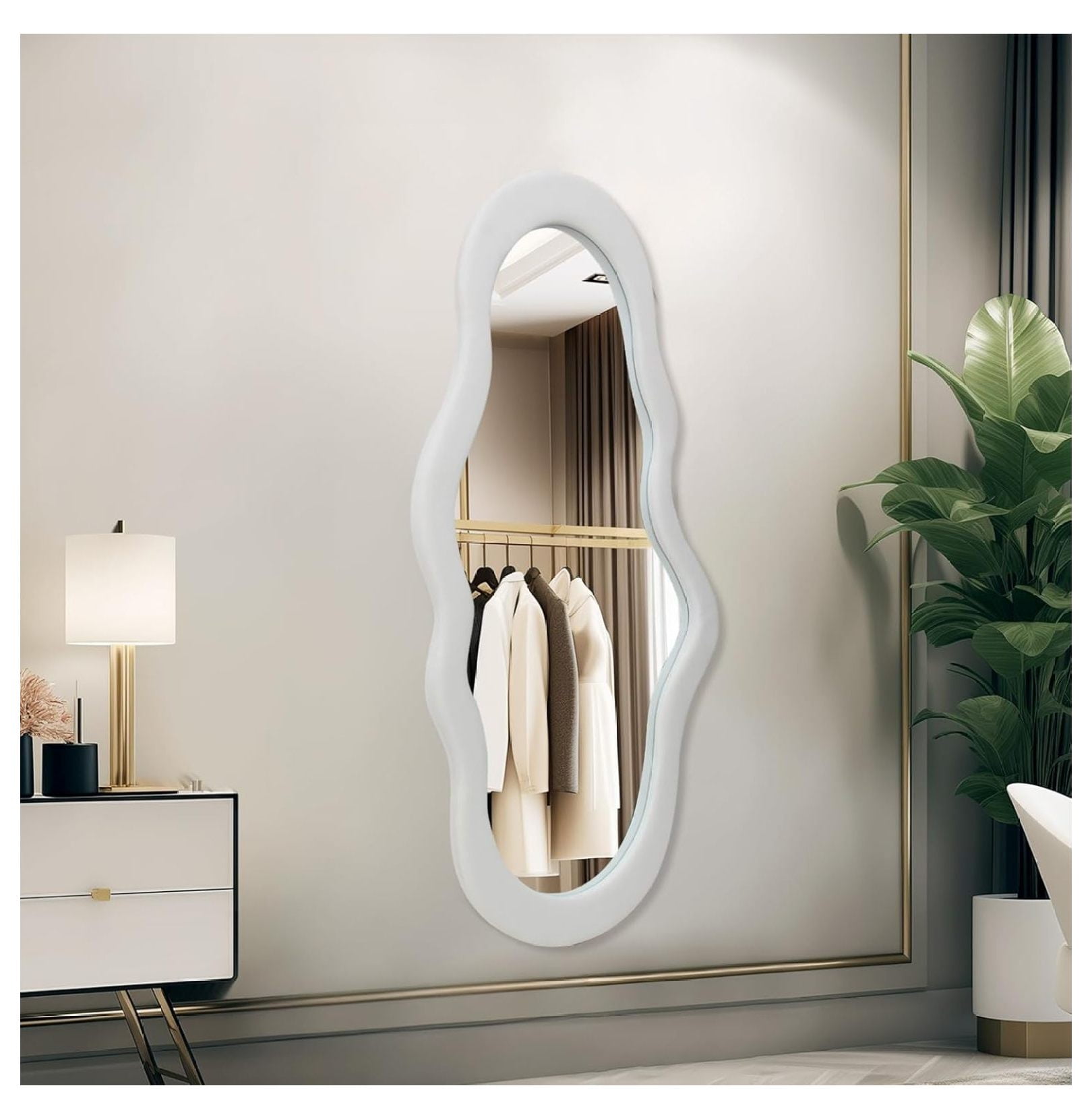 Small Cloud Mirror Unique 44X21 Inch Full Length Wall Mounted Mirror