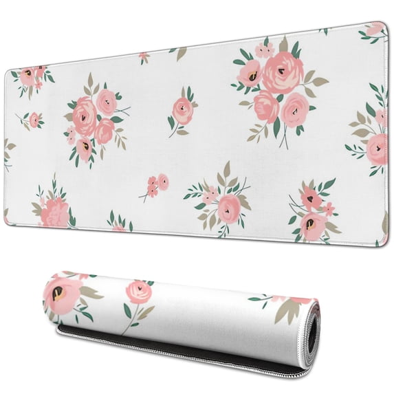 Small Clusters Of Pink Flowers mousepad Gamingwaterproofnon Slip for Office Home Work GamingmousematRubber Base Mousepad with Stitched Edges 31.5x11.8inches