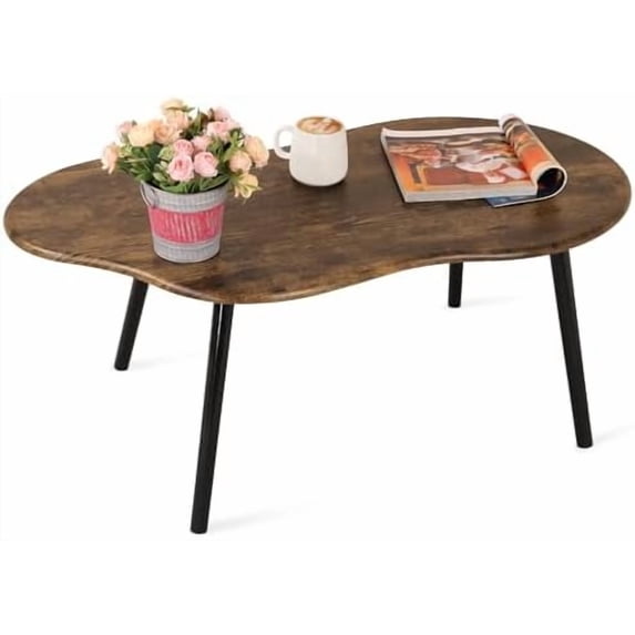 Small Coffee Table Cloud Shape Coffee Table Industrial Coffee Tables Wood Irregular Center Floor Tables Mid Century Style Decorative Furniture for Living Room Small Spaces Office