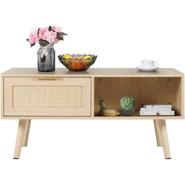 Small Coffee Table for Living Room, Mid Century Modern Rustic Coffee