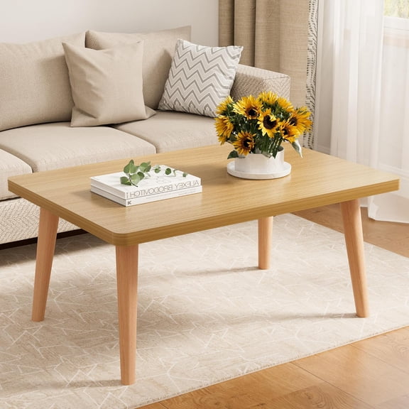Small Coffee Table, Low Table with Solid Wood Legs, 23.6" Mini Square Accent Table Side End Table,Floor Table Desk for Sitting on The Floor, Coffee Tea Table for Living Room, Dorm, Apartment, Natural