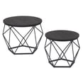 thumbnail image 1 of Small Coffee Table Set of 2 Round Coffee Table with Steel Frame Side End Table Charcoal Gray and Ink Black, 1 of 6