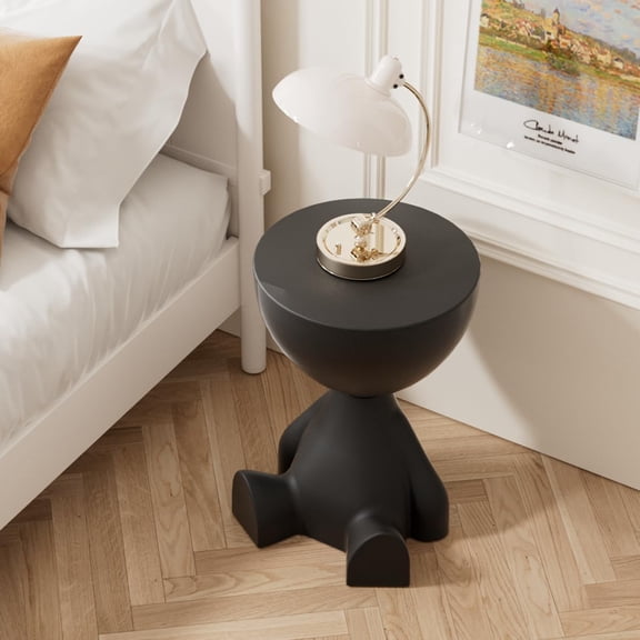 Small Coffee Table, Waterproof and Durable, Round Modern End Table for Living Room, Bedroom, Bedside, Versatile Accent Table, Black