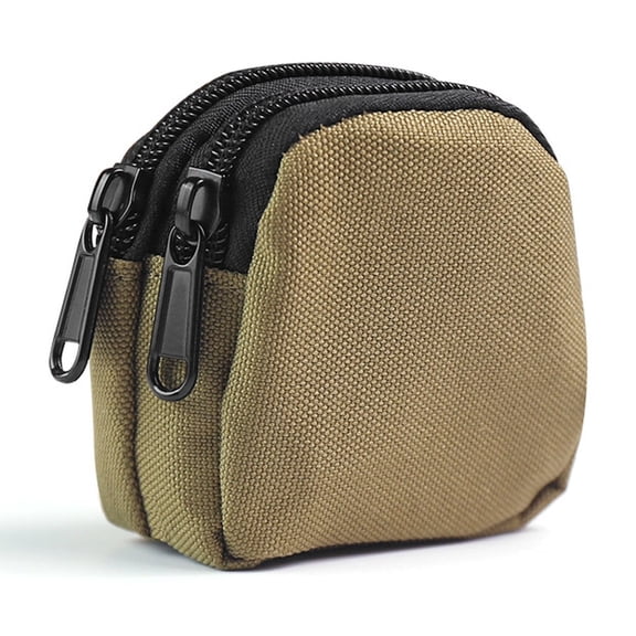 Small Coin Purchase Keychain, Round Tactical Pouch Military Gear Mini Molle Key Wallet Holder Men Coin Purses Zipper Outdoor Pocket for Camping Hunting (b)