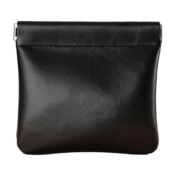 Small Coin Purse Wallet, PU Leather Mini Change Purse Coin Pouch Holder for Men Women 4.7"x4.3", Black