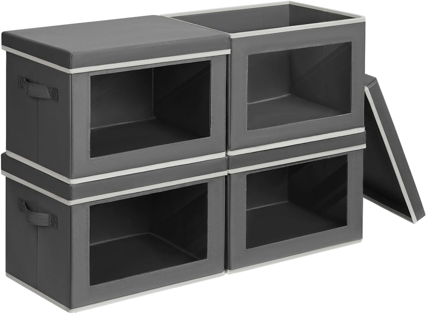 Small Collapsible Fabric Storage Bins with Lids and Window, Closet ...