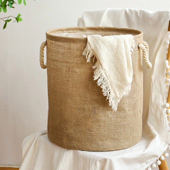 Small Laundry Basket Double Hamper Jute