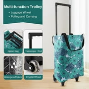 Small Collapsible Shopping Cart with Wheels,Portable Grocery Trolley Tote Bag Telescoping Cart