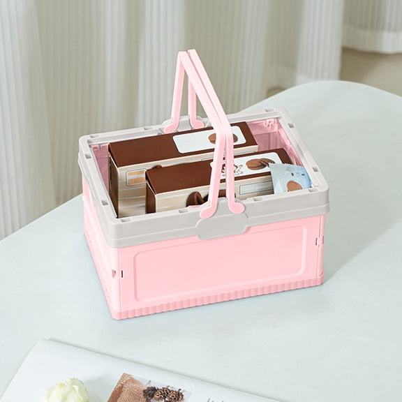 Small Collapsible Storage Crates, Foldable Plastic Baskets with Lids and Handles for Organizing, Mini Stackable Bins for Home Kitchen Bedroom Bathroom Office