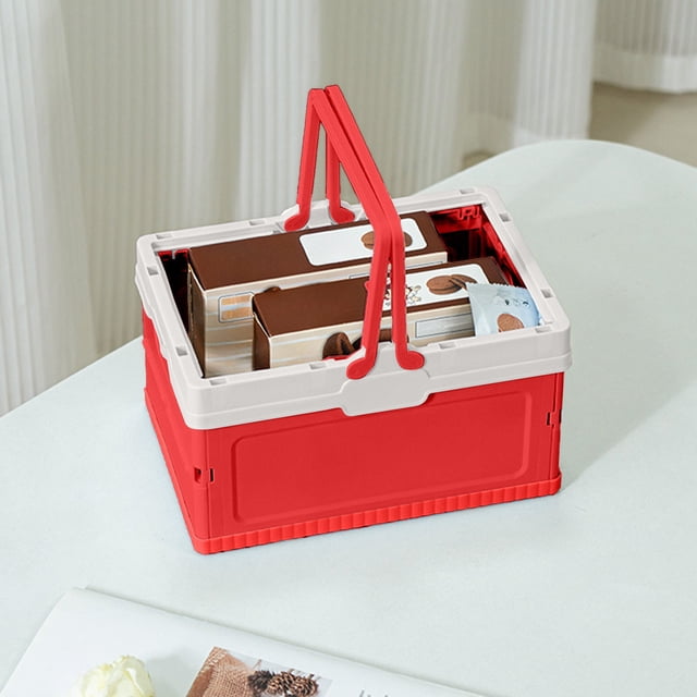Small Collapsible Storage Crates, Foldable Plastic Baskets with Lids and Handles for Organizing, Mini Stackable Bins for Home Kitchen Bedroom Bathroom Office