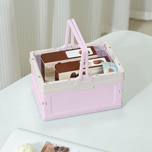 Small Collapsible Storage Crates, Foldable Plastic Baskets with Lids and Handles for Organizing, Mini Stackable Bins for Home Kitchen Bedroom Bathroom Office
