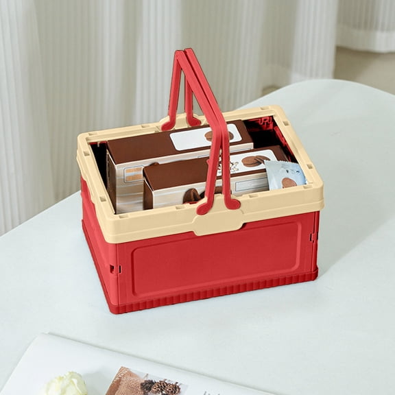 Small Collapsible Storage Crates, Foldable Plastic Baskets with Lids and Handles for Organizing, Mini Stackable Bins for Home Kitchen Bedroom Bathroom Office