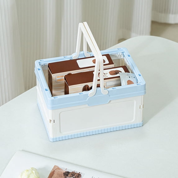 Small Collapsible Storage Crates, Foldable Plastic Baskets with Lids and Handles for Organizing, Mini Stackable Bins for Home Kitchen Bedroom Bathroom Office
