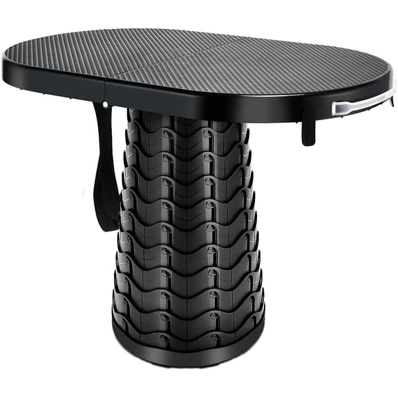 Small Collapsible Table and Stool for Camping -  Portable Lightweight Telescopic Table with Folding Stool for Picnic, Cooking, Dining, Beach