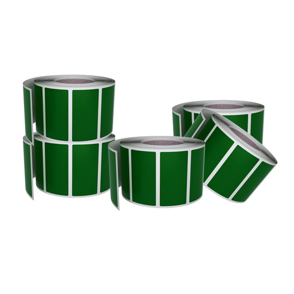 Small Color-Coding Label Roll 40mm x 19mm, 5 Rolls- 2500-Pack, Rectangular Labels Paper Stickers Bulk 1.57in x 0.75 in (Forest Green) by Royal Green