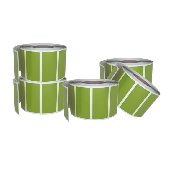 Small Color-Coding Label Roll 40mm x 19mm, 5 Rolls- 2500-Pack, Rectangular Labels Paper Stickers Bulk 1.57in x 0.75 in (Olive Green) by Royal Green
