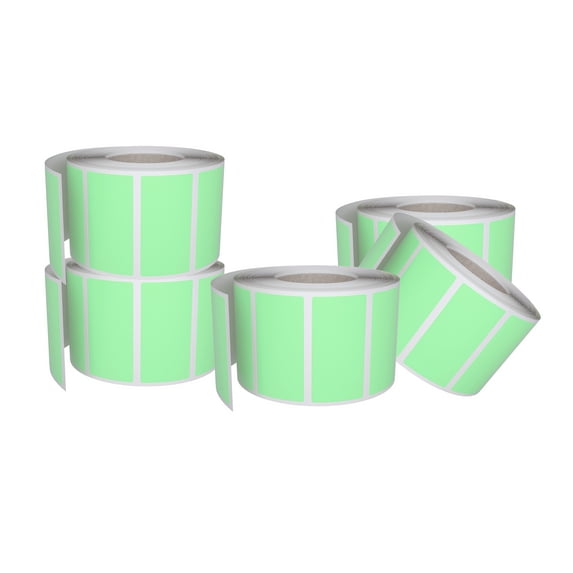 Small Color-Coding Label Roll 40mm x 19mm, 5 Rolls- 2500-Pack, Rectangular Labels Paper Stickers Bulk 1.57in x 0.75 in (Pastel Green) by Royal Green