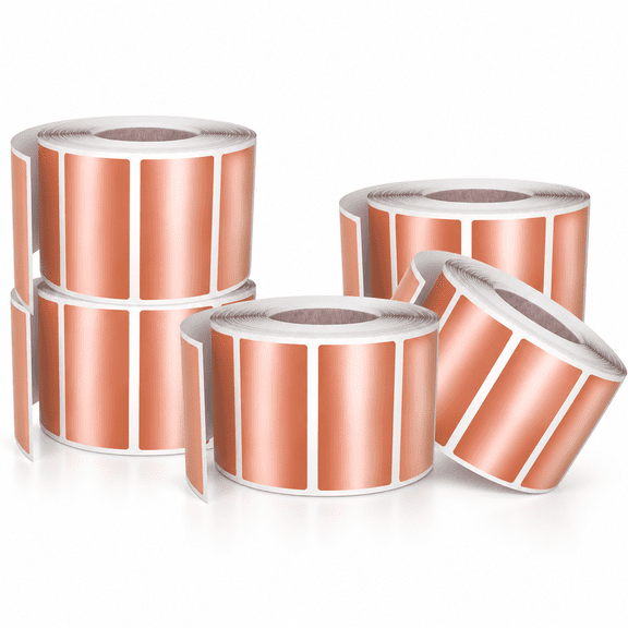 Small Color-Coding Label Roll 40mm x 19mm, 5 Rolls- 2500-Pack, Rectangular Labels Paper Stickers Bulk 1.57in x 0.75 in (Rose Gold) by Royal Green