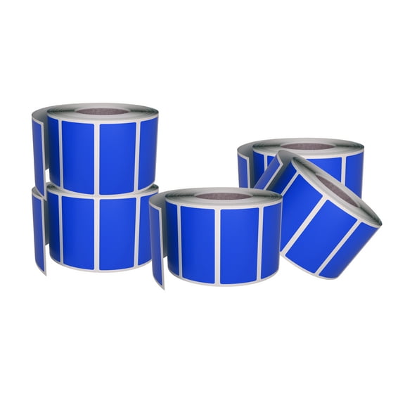 Small Color-Coding Sticker Roll 1.57" x 0.75", 5 Rolls- 2500-Pack, Rectangular Organizing Labels 40mmx19mm (Blue) by Royal Green