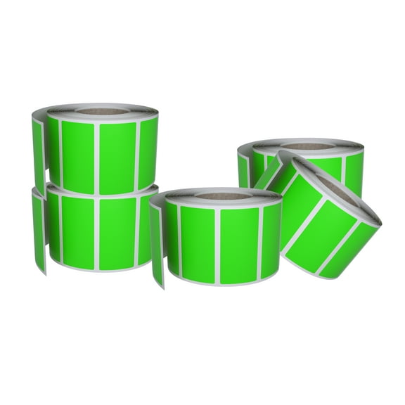 Small Color-Coding Sticker Roll 1.57" x 0.75", 5 Rolls- 2500-Pack, Rectangular Organizing Labels 40mmx19mm (Neon Green) by Royal Green