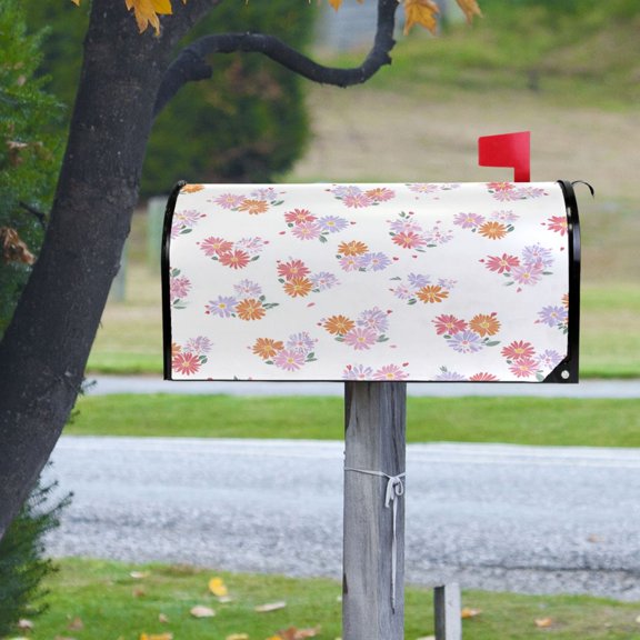 Small Colorful Daisy with Leaves Magnetic Mailbox Cover Rust Protection Yard Decor 25.4" x 20.78"