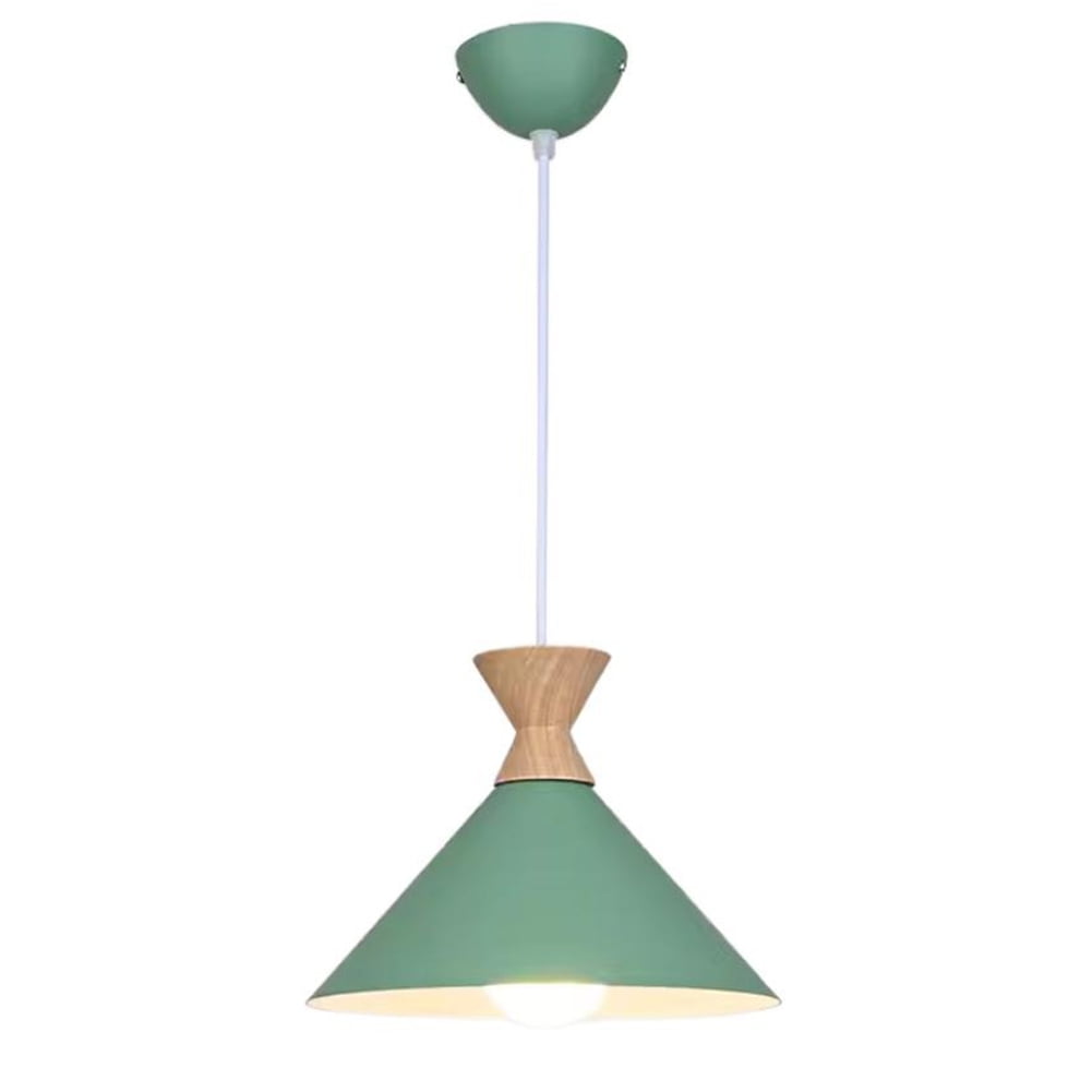 Small Colorful Wood Metal Pendant Light Fixture for Over Kitchen Sink, Single Creative Simple Pendant Lighting, Nordic Retro Hanging Lamp, Modern Farmhouse Ceiling Chandelier for Dining Table