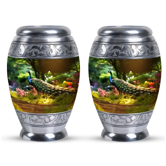 Small Colorfull Peacock Urns For Human Ashes Adult - Urns For Ashes Adult Female & Male - Memorial Ashes Keepsake - Urns For Human Ashes - Ashes Urns Human Remains (Size - 3inch, 2pcs)