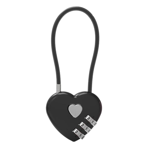 Small Combination Lock,3 Digit Heart-Shaped Combination Locks,Waterproof Locker Locks,Secure Outdoor Padlock For Luggage,Suitcase,Gym Locker,Cabinets,Storage Box,Fence & Gate(3.54x1.57")(Black)
