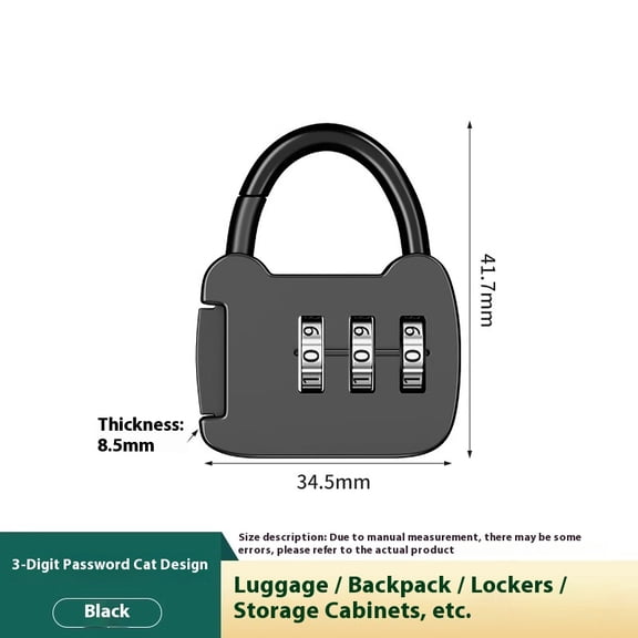 Small Combination Lock,Black 3 Digit Combo Luggage Locks, Travel Lock with Code, Small Padlocks for Suitcase, Backpack, Zipper, Bag, Tool Box, Diary, Mini Locker