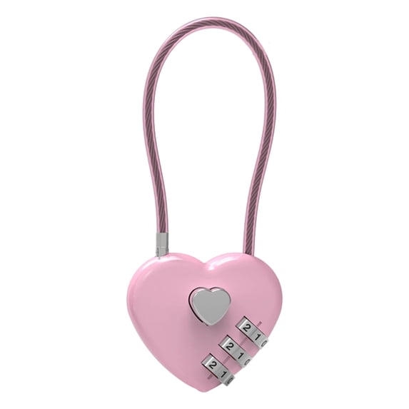 Small Combination Lock for Locker, 3-Digit Padlock with Flexible Cable, Alloy Body for Luggage, Suitcase, Gym Locker, Backpack, Cabinet, Fence Gate, Travel And , 1 Heart-Shaped Combination Lock