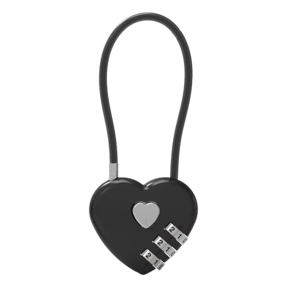 Small Combination Lock for Locker, 3-Digit Padlock with Flexible Cable, Alloy Body for Luggage, Suitcase, Gym Locker, Backpack, Cabinet, Fence Gate, Travel And , 1 Heart-Shaped Combination Lock