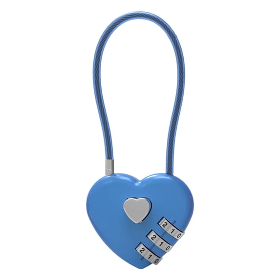 Small Combination Lock for Locker, 3-Digit Padlock with Flexible Cable, Alloy Body for Luggage, Suitcase, Gym Locker, Backpack, Cabinet, Fence Gate, Travel And , 1 Heart-Shaped Combination Lock