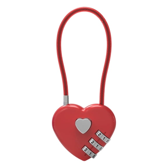 Small Combination Lock for Locker,Cable Lock with Password, Heart-shaped 3 Digit Combinations Padlock,for Suitcase,Gym Locker, Backpack Zipper,Cabinet, Box,Fence Gate,Travel Safe(Red)