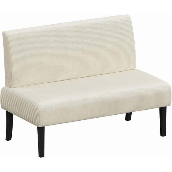 Small Comfy Sofa Mini Loveseat Couch 2-Seater Armless Sofa Chair, Corduroy Fabric & Easy Assembly, for Small Spaces Living Room,Bedroom,Dorm,Office, Dark Grey